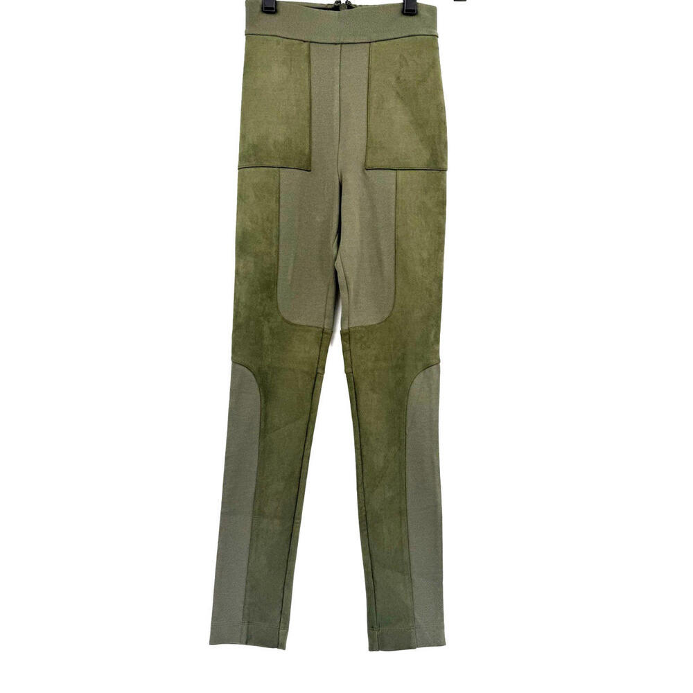 SOLD Max Azria Leggings with Faux Suede Army Olive Green Velvet Pants Sz XXS